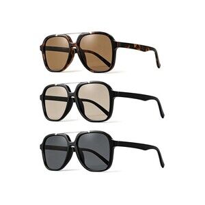 3 Pack Aviator Sunglasses UV400 Gold Metal Frame Retro Pilot Shades Unisex